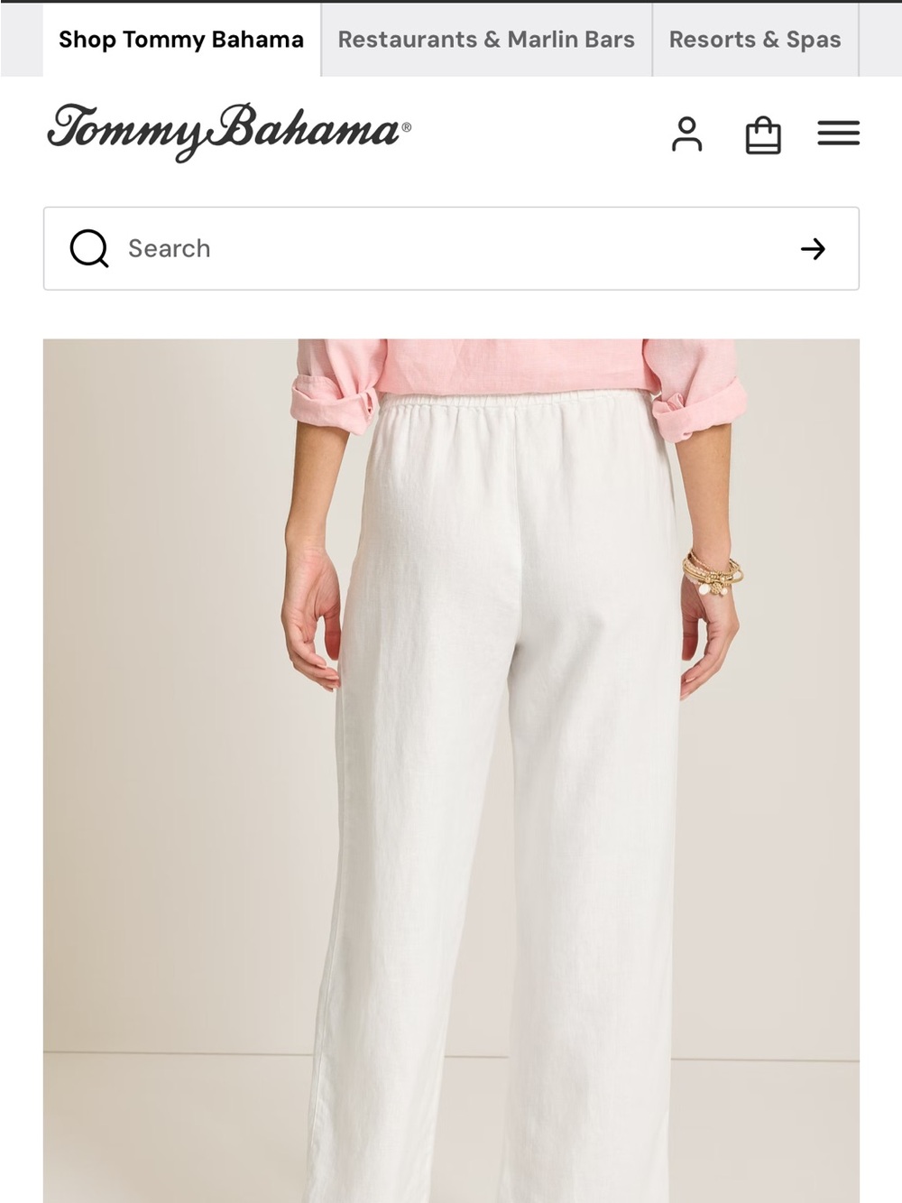 Tommy Bahama White Wide-Leg Linen Drawstring Pants